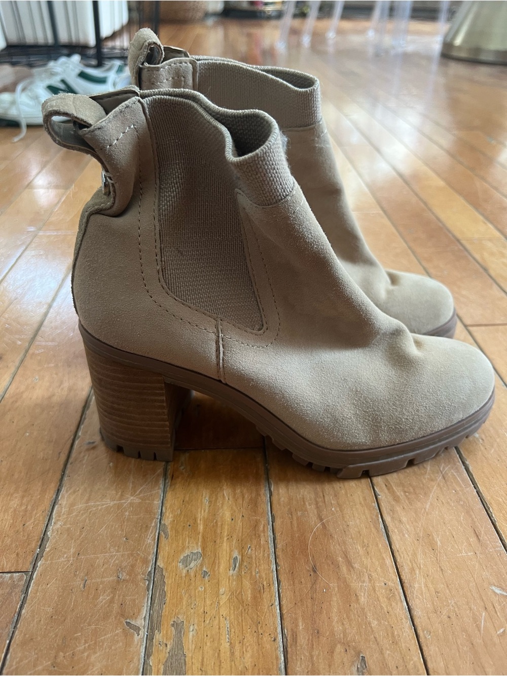 Vince Camuto Suede Chelsea Ankle Boots in Taupe